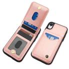 For iPhone XR AwQuer Vertical Flip Card Bag Holder Leather Phone Case(Rose Gold) - 3