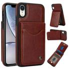 For iPhone XR AwQuer Vertical Flip Card Bag Holder Leather Phone Case(Brown) - 1