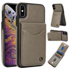 For iPhone XS Max AwQuer Vertical Flip Card Bag Holder Leather Phone Case(Grey) - 1