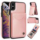 For iPhone XS Max AwQuer Vertical Flip Card Bag Holder Leather Phone Case(Rose Gold) - 1