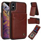 For iPhone XS Max AwQuer Vertical Flip Card Bag Holder Leather Phone Case(Brown) - 1