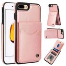 For iPhone 7 Plus / 8 Plus AwQuer Vertical Flip Card Bag Holder Leather Phone Case(Rose Gold) - 1