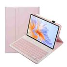 For Honor Pad V9 AH27 Ultra-thin Detachable Bluetooth Keyboard Leather Tablet Case(Pink White) - 1