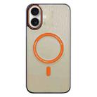 For iPhone 16 Contrast Color Imitation Wood Texture MagSafe Phone Case(Khaki) - 1