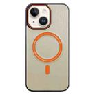 For iPhone 14 Contrast Color Imitation Wood Texture MagSafe Phone Case(Khaki) - 1