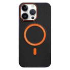 For iPhone 13 Pro Max Contrast Color Imitation Wood Texture MagSafe Phone Case(Black) - 1
