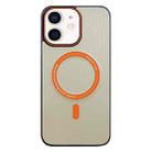 For iPhone 12 Contrast Color Imitation Wood Texture MagSafe Phone Case(Khaki) - 1