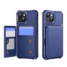 For iPhone 14 Horizontal Flip Card Bag Holder Leather Phone Case(Dark Blue) - 1