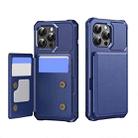 For iPhone 14 Pro Horizontal Flip Card Bag Holder Leather Phone Case(Dark Blue) - 1