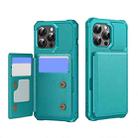 For iPhone 14 Pro Max Horizontal Flip Card Bag Holder Leather Phone Case(Cyan Green) - 1