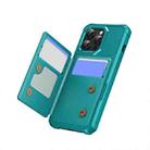 For iPhone 14 Pro Max Horizontal Flip Card Bag Holder Leather Phone Case(Cyan Green) - 2