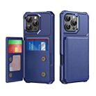 For iPhone 16 Pro Horizontal Flip Card Bag Holder Leather Phone Case(Dark Blue) - 1