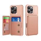 For iPhone 16 Pro Max Horizontal Flip Card Bag Holder Leather Phone Case(Rose Gold) - 1