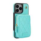 For iPhone 16 Pro Max AwQuer Crossbody Zipper Wallet Bag Litchi Leather Phone Case(Mint Green) - 2