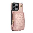 For iPhone 16 Pro Max AwQuer Crossbody Zipper Wallet Bag Litchi Leather Phone Case(Rose Gold) - 2