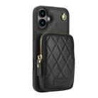 For iPhone 16 Plus AwQuer Crossbody Zipper Wallet Bag Litchi Leather Phone Case(Black) - 2