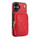 For iPhone 16 Plus AwQuer Crossbody Zipper Wallet Bag Litchi Leather Phone Case(Red) - 2