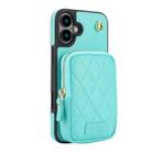 For iPhone 16 Plus AwQuer Crossbody Zipper Wallet Bag Litchi Leather Phone Case(Mint Green) - 2