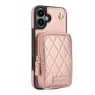 For iPhone 16 Plus AwQuer Crossbody Zipper Wallet Bag Litchi Leather Phone Case(Rose Gold) - 2