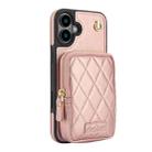 For iPhone 16 AwQuer Crossbody Zipper Wallet Bag Litchi Leather Phone Case(Rose Gold) - 2