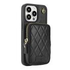 For iPhone 15 Pro Max AwQuer Crossbody Zipper Wallet Bag Litchi Leather Phone Case(Black) - 2