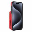 For iPhone 15 Pro Max AwQuer Crossbody Zipper Wallet Bag Litchi Leather Phone Case(Red) - 3