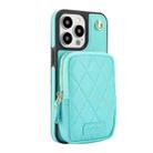 For iPhone 15 Pro Max AwQuer Crossbody Zipper Wallet Bag Litchi Leather Phone Case(Mint Green) - 2