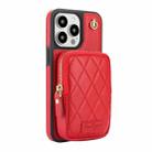 For iPhone 15 Pro AwQuer Crossbody Zipper Wallet Bag Litchi Leather Phone Case(Red) - 2