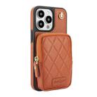 For iPhone 15 Pro AwQuer Crossbody Zipper Wallet Bag Litchi Leather Phone Case(Brown) - 2