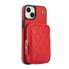 For iPhone 15 Plus AwQuer Crossbody Zipper Wallet Bag Litchi Leather Phone Case(Red) - 2