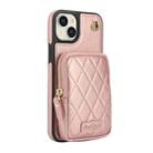 For iPhone 15 Plus AwQuer Crossbody Zipper Wallet Bag Litchi Leather Phone Case(Rose Gold) - 2