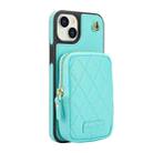 For iPhone 15 AwQuer Crossbody Zipper Wallet Bag Litchi Leather Phone Case(Mint Green) - 2