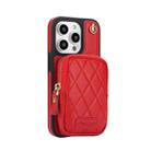 For iPhone 14 Pro AwQuer Crossbody Zipper Wallet Bag Litchi Leather Phone Case(Red) - 2