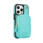 For iPhone 14 Pro AwQuer Crossbody Zipper Wallet Bag Litchi Leather Phone Case(Mint Green) - 2