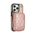 For iPhone 14 Pro AwQuer Crossbody Zipper Wallet Bag Litchi Leather Phone Case(Rose Gold) - 2