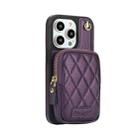 For iPhone 14 Pro AwQuer Crossbody Zipper Wallet Bag Litchi Leather Phone Case(Dark Purple) - 2