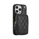 For iPhone 13 Pro Max AwQuer Crossbody Zipper Wallet Bag Litchi Leather Phone Case(Black) - 2