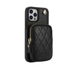For iPhone 12 / 12 Pro AwQuer Crossbody Zipper Wallet Bag Litchi Leather Phone Case(Black) - 2