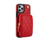 For iPhone 12 / 12 Pro AwQuer Crossbody Zipper Wallet Bag Litchi Leather Phone Case(Red) - 2