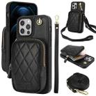 For iPhone 12 Pro Max AwQuer Crossbody Zipper Wallet Bag Litchi Leather Phone Case(Black) - 1