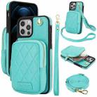 For iPhone 12 Pro Max AwQuer Crossbody Zipper Wallet Bag Litchi Leather Phone Case(Mint Green) - 1