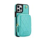 For iPhone 12 Pro Max AwQuer Crossbody Zipper Wallet Bag Litchi Leather Phone Case(Mint Green) - 2