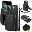 For iPhone 11 Pro Max AwQuer Crossbody Zipper Wallet Bag Litchi Leather Phone Case(Black) - 1
