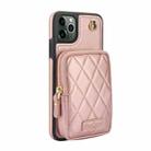 For iPhone 11 Pro Max AwQuer Crossbody Zipper Wallet Bag Litchi Leather Phone Case(Rose Gold) - 2