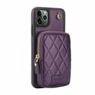 For iPhone 11 Pro Max AwQuer Crossbody Zipper Wallet Bag Litchi Leather Phone Case(Dark Purple) - 2