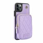 For iPhone 11 AwQuer Crossbody Zipper Wallet Bag Litchi Leather Phone Case(Light Purple) - 2