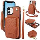 For iPhone 11 AwQuer Crossbody Zipper Wallet Bag Litchi Leather Phone Case(Brown) - 1