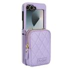 For Samsung Galaxy Z Flip6 AwQuer Crossbody Zipper Wallet Bag Litchi Leather Phone Case(Light Purple) - 3