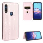 For Motorola Moto E(2020) Carbon Fiber Texture Horizontal Flip TPU + PC + PU Leather Case with Rope & Card Slot(Pink) - 1