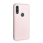 For Motorola Moto E(2020) Carbon Fiber Texture Horizontal Flip TPU + PC + PU Leather Case with Rope & Card Slot(Pink) - 3